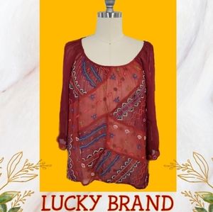 LUCKY BRAND♡ Beaded Mesh Shirt